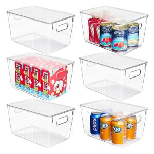 Vtopmart 6 Pack Clear Stackable Storage Bins with Lids, Large Plastic Storage Bins with Handle for Pantry Organization and Storage, Large Storage Containers for Kitchen, Fridge, Cabinet, Bathroom