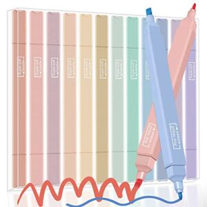 BZGG Pastel Highlighter, 12Pcs Aesthetic School Supplies Cute Highlighters Assorted Colors with Mild Soft Chisel Tip, No Bleed Dry Fast Marker Pens for Bible Journal Planner Notes Office Arts