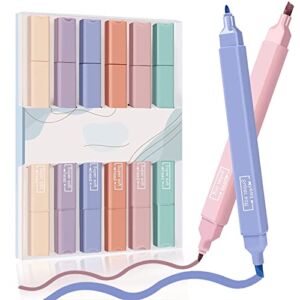 BZGG Pastel Highlighters Aesthetic School Supplies, 6Pcs Cute Highlighter Assorted Colors with Mild Soft Chisel Tip, No Bleed Marker Pens for Bible Journal Planner Notes Office Arts Stationery
