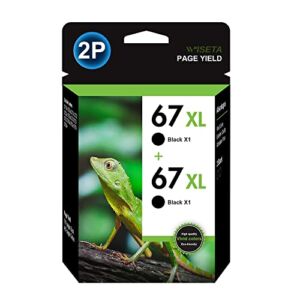 67XL Black Ink Cartridge High Yield | Replacement for HP 67XL Black Ink Cartridge Works with HP DeskJet 1255, 2700, 4100 Series, HP Envy 6000, 6400 Series Printer | Eligible for Instant Ink | 2 Black