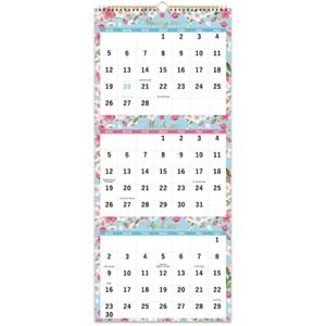 Wall Calendar 2023 – 3-Month Wall Calendar Display (Folded in a Month), Jan.2023 – Dec.2023, 11.25″ x 26″, 2023 Wall Calendar, 3 Month Calendar, 3 Month Vertical Calendar with Thick Paper – Floral