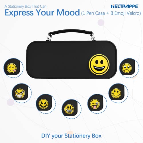 Heltrappe Big Capacity Pencil Case with 8 Mood Expressions Velcro,Large Storage Pen Pouch 3 Compartments Organizer Box Handle Zipper,Pencil Holder for School & Office Supplies Teen Boys Girls Student | The Storepaperoomates Retail Market - Fast Affordable Shopping
