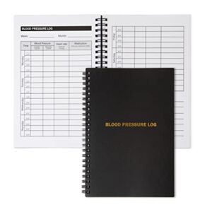 Miru Blood Pressure Log Book – A5 Spiral Bound Blood Pressure Notebook – Daily Recording and Monitoring of Blood Pressure, Heart Rate and Medication at Home, 110 Pages