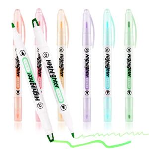 Cobee® Dual Tips Highlighters, Multicolor Cute Aesthetic Marker Pens Bible Highlighters Quick Dry Highlighters Soft Chisel Tip for Journaling Planner Bible Study School Office Supplies