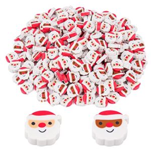 200 Pieces Mini Santa Claus Erasers Christmas Erasers Pencil Erasers Latex-Free Soft Erasers for Kids Classroom Handouts Party Favor Stationery and Christmas Gifts