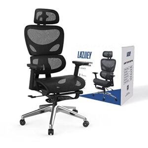 Laziiey Ergonomic Office Chair with Lumbar Support, Mesh Desk Chair with 4D Adjustable Arms Headrest, High Back Computer Chair for Home Office Work (Black)