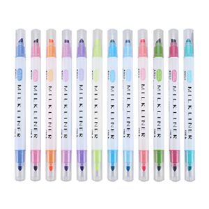 YoCosii (12-pack) Double-ended highlighter 12-color set. Quick-dry, student marker, hand account, diary, mark key points.