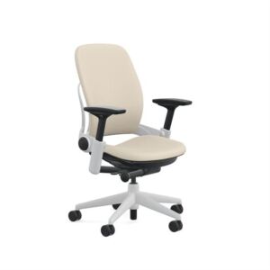 Steelcase Leap V2 – Fully Loaded w/Lumbar Support (Renewed) (Titanium Frame – Tan Fabric)