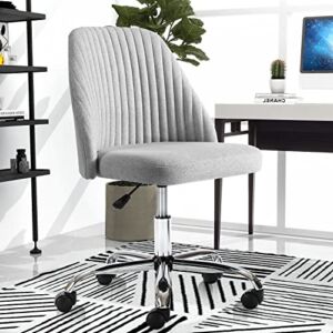 SMUG Home Office Desk Chair, Office Chairs Desk Chair Rolling Task Chair Computer Chair Adjustable with Wheels Armless for Bedroom, Vanity Chair for Makeup Room, Living Room Light Grey