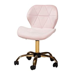 Baxton Studio Savara Office Chair, One Size, Blush Pink/Gold