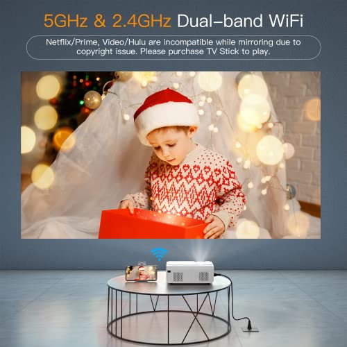 Projector with WiFi and Bluetooth, 2023 Upgraded VOPLLS 5G Native 1080P Projector, 380ANSI Outdoor Projector 4K Support, ±50°/4P/4D Keystone, 50% Zoom, Compatible with TV Box/USB/PC/iOS/Android Phone | The Storepaperoomates Retail Market - Fast Affordable Shopping