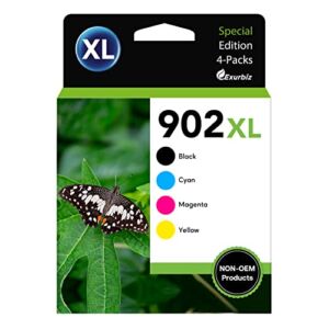 902XL Compatible Ink Cartridge Replacement for HP 902 XL with Officejet Pro 6978 6960 6962 6968 6954 6958 6950 6951 6970 Printers (Black, Cyan, Magenta, Yellow, 4 Combo Pack) High Yield