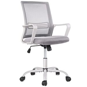 Desk Chair Ergonomic Office Chair Computer Chair, Home Office Desk Chairs with Wheels Mesh Office Chair, Mid Back Grey Desk Chair Rolling Task Chair with Armrests