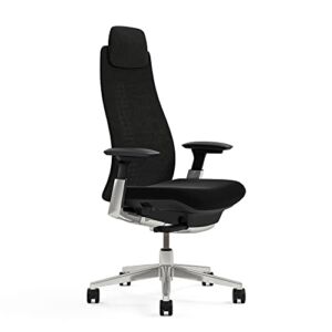 Haworth Fern Executive Office Chair with Ergonomic Innovations – Stylish Desk Chair with Mesh Finish and Adjustable Headrest – with Lumbar Support (Flotsam)