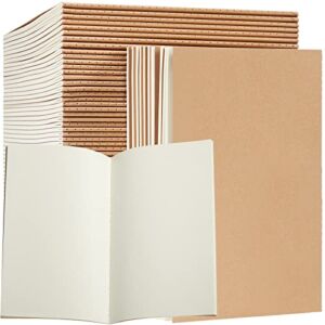 72 Pack Kraft Paper Notebook Journals 5.5 Inch x 8.3 Inch A5 Journal Softcover Ruled Notebooks Bulk for Kids Student Writing Sketch Travel Journal Office with 60 Pages 30 Sheets (Brown, Unlined)