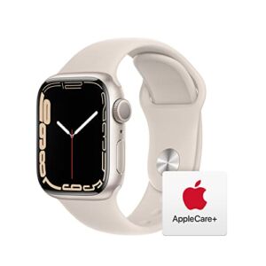 Apple Watch Series 7 GPS, 41mm Starlight Aluminum Case with Starlight Sport Band – Regular with AppleCare+