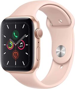 Apple Watch Series 5 (GPS, 44MM) – Gold Aluminum Case with Pink Sand Sport Band (Renewed Premium)