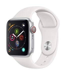 Apple Watch Series 4 (GPS, 44MM) – Silver Aluminum Case with White Sport Band (Renewed Premium)