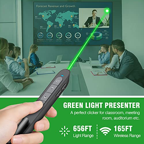 TECHERLEAF Presentation Clicker, Presentation Remote with Green Laser Pointer Rechargeable, 2.4GHz Wireless Presenter Slideshow Clicker for Powerpoint Presentation Support Mac/PC/Keynote/Google Slides | The Storepaperoomates Retail Market - Fast Affordable Shopping