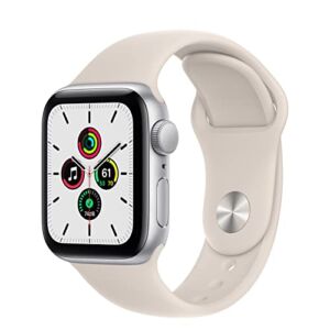 Apple Watch SE (GPS, 40mm) – Silver Aluminum Case with White Sport Band (Renewed Premium)