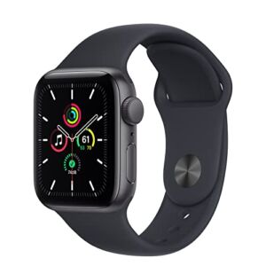 Apple Watch SE (GPS, 40mm) – Space Gray Aluminum Case with Black Sport Band (Renewed Premium)