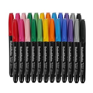 Dabo&Shobo Wet Erase Markers, 24-Count Smudge-Free Markers, 12 Colors Fine Tip, Erases With Water! Wet-Erase Low Odor Marker For Office, School And Home