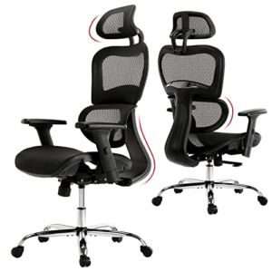 Office Chair, Ergonomic Modern Mesh Home Desk Chair, High Back Computer Task Chairs, Executive Swivel Rolling Chair with Lumbar Support, 3D Adjustable Headrest and Armrests