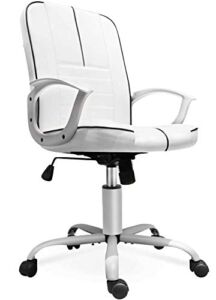 Desk Chair Bonded Leather, Home Office Chair Ergonomic Computer Task Chairs Swivel Rolling Managerial Executive ChairMid Back (White)