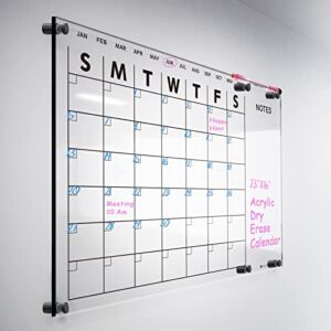 Acrylic Dry Erase Calendar for Wall 23”x16“ Clear Acrylic Wall Calendar White Board Calendar Home Office Calendar