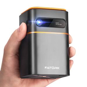 Mini Projector, FATORK 5G WiFi DLP Smart Portable Movie Projectors, Pocket Monster Outdoor Projector for Phone 1080P HD Support Wireless Video Travel Short Throw, Compatible with iOS/Android/HDMI/USB