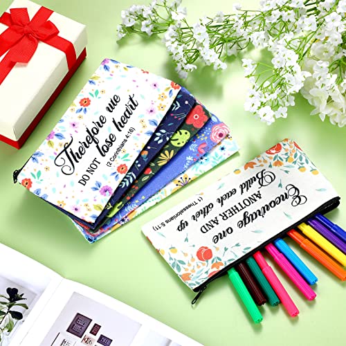 6 Pieces Inspirational Bible Study Journaling Supplies Bible Case Bag Pen Pencil Pouch Small Makeup Bags Cute Pencil Case Christian Gifts for Women Students School(7.7 x 4 Inch) | The Storepaperoomates Retail Market - Fast Affordable Shopping