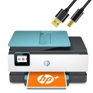 H-P Wireless Color All in one Inkjet Printer for Home and Office – Print, Scan, Copy, Fax with Auto Document Feeder, 2-Sided Printing and Self-Healing Wi-Fi with 6 ft NeeGo Printer Cable