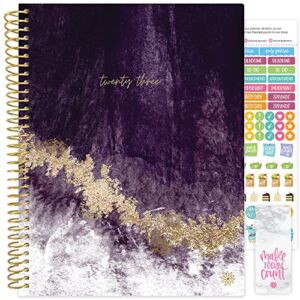 bloom daily planners 2023 (8.5″ x 11″) Calendar Year Day Planner (January 2023 – December 2023) – Weekly/Monthly Dated Agenda Organizer with Tabs – Purple Crystals