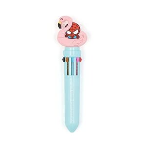 Yoobi x Marvel Clickable Shuttle Ballpoint Pen, Spider-Man Floaty Cute Pens, Rainbow Colored Pens for Kids, Smooth Writing, Cute School Supplies