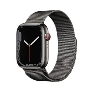 Apple Watch Series 7 GPS + Cellular, 45mm Graphite Stainless Steel Case with Graphite Milanese Loop (Renewed)