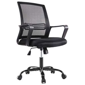 Office Chair Ergonomic Desk Chair Home Office Desk Chairs with Wheels Computer Chair Mid Back Task Chair with Armrests Lumbar Support, Black