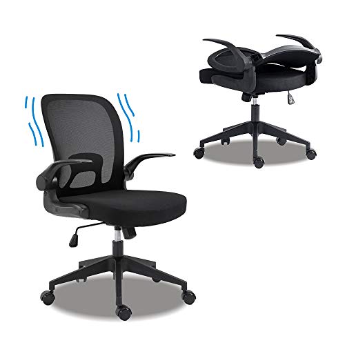 Ergonomic Office Chair Desk Chair for Home Office,Folding Mesh Computer Chair with Lumbar Support and Flip-up Arms,Black | The Storepaperoomates Retail Market - Fast Affordable Shopping