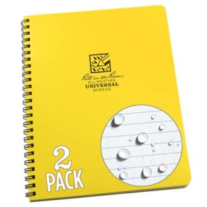 Rite in the Rain Weatherproof Side Spiral Notebook, 6.625″ x 8.5″, Yellow Cover, Universal Pattern, 2 Pack (No. 373-LGL2)