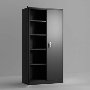 Freestanding Steel Garage Storage Cabinet with 4 Adjustable Shelves, Black