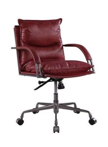 Acme Furniture Haggar Executive Office Chair, Vintage Red Top Grain Leather