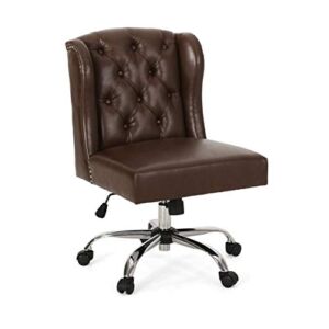 Christopher Knight Home Tammy Contemporary Wingback Tufted Swivel Office Chair, Dark Brown