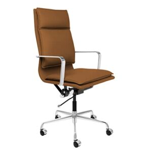 Lexi II Tall Back Padded Modern Office Chair with Aluminum Arms (Brown)