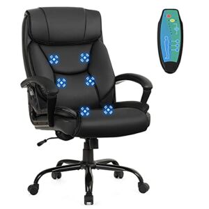 Giantex 500 lbs Big and Tall Office Chair, Massage Executive Chair w/ 6 Vibrating Points, Wide Seat Large Leather High Back Computer Task Desk Chair, Comfortable Headrest, Padded Armrest