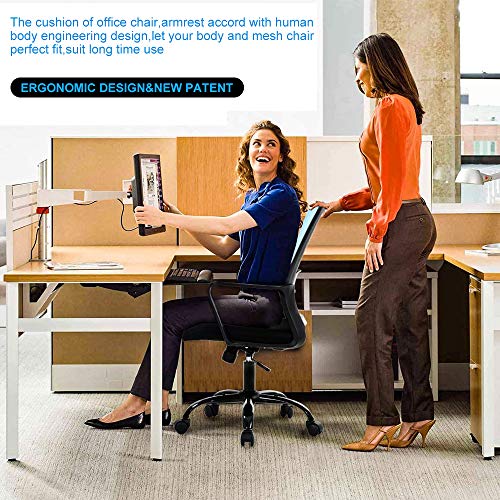 Home Office Chair Ergonomic Desk Chair Mid Back Mesh Chair Swivel Rolling Computer Chair Modern Task Chair Executive Chair,with ArmrestsLumbar Support Task Adjustable Stool for Women Men -Blue | The Storepaperoomates Retail Market - Fast Affordable Shopping
