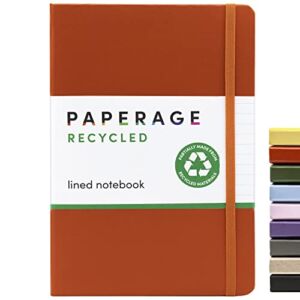 PAPERAGE Recycled Lined Journal Notebook, (Rust Orange Terracotta), 160 Pages, Medium 5.7 inches x 8 inches – 100 gsm Thick Paper, Hardcover