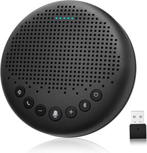 Conference Speaker and Microphone – EMEET Luna 360° Voice Pickup w/Noise Reduction/Mute/Indicator USB Bluetooth Speakerphone w/Dongle for 8 People Daisy Chain for 16 Compatible with Leading Software