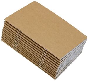 12 Pcs 5.5 Inch x 3.5 Inch Brown Cover Pocket Notebook 32 Sheets (64 Pages) Blank Pages 70 Gsm Paper (Brown, Blank)
