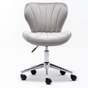 BTEXPERT Residential Office Desk Work Chair Classic Style Velvet 360 Swivel Modern Contemporary Sturdy Castors, Gray