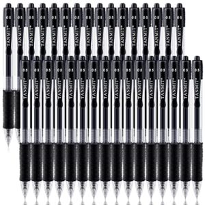 TANMIT Black Gel Pens, Retractable Roll Ball Gel Pen, 30 Black Pens Fine Point With Comfortable Grips for Smooth Writing