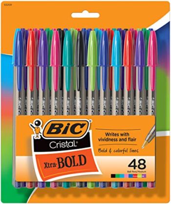 BIC Cristal Xtra Bold Fashion Ballpoint Pens, 48 Pack, NEW ASSORTED COLORS, Medium Point 1.6mm Great Colored Pens For Note Taking, School Supplies for Adults And Kids. | The Storepaperoomates Retail Market - Fast Affordable Shopping